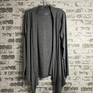 Eddie Bauer Heather Gray Open-Front Draped Cardigan